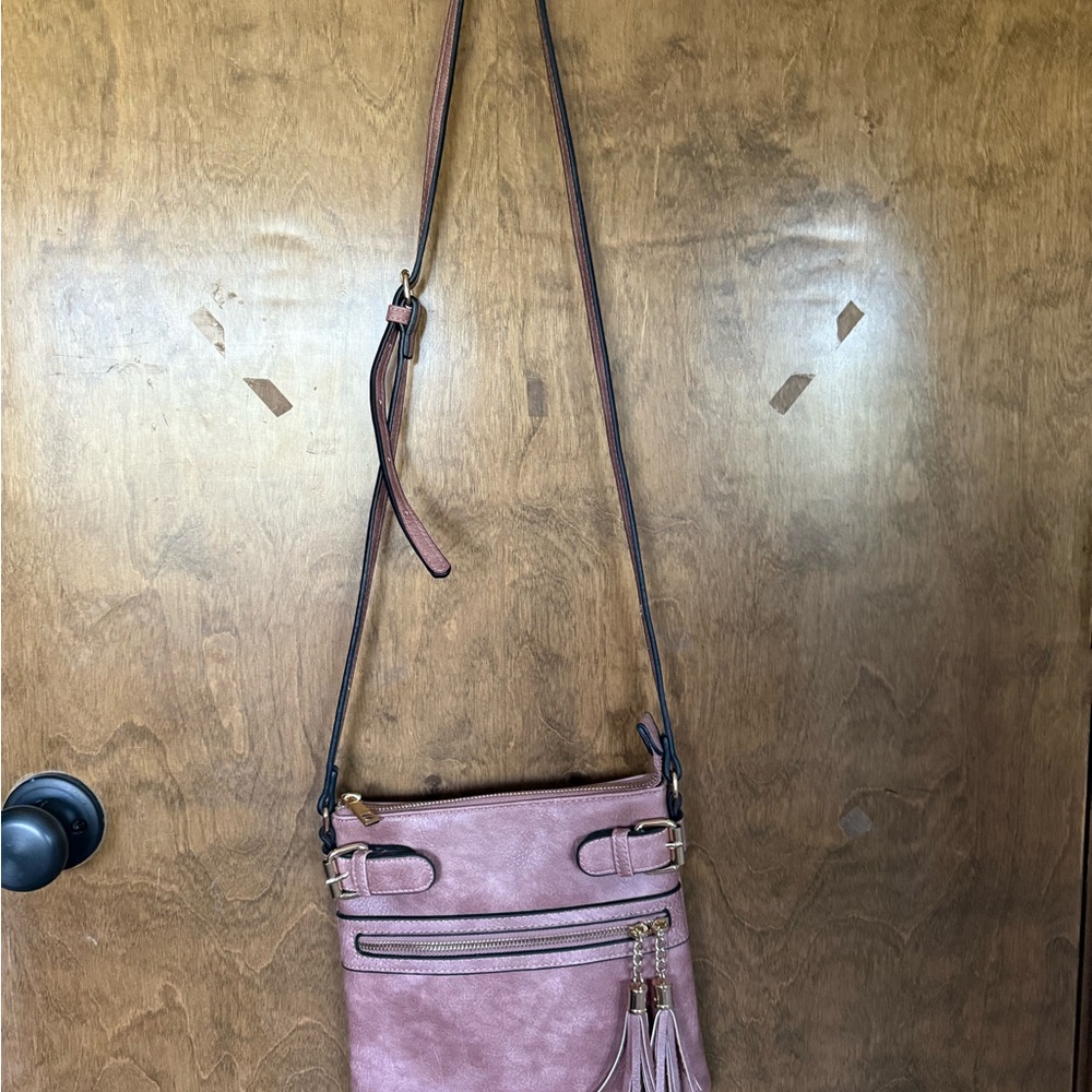 Chic Mauve Crossbody Bag with Tassel